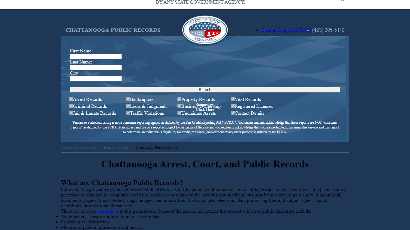 Chattanooga Arrest and Public Records | Tennessee.StateRecords.org